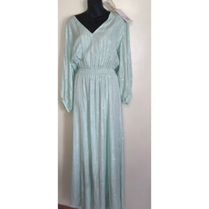 Sundress Laura Maxi Dress MINT GREEN M/L Boho Formal Gown Sparkle NWT Sexy Slits